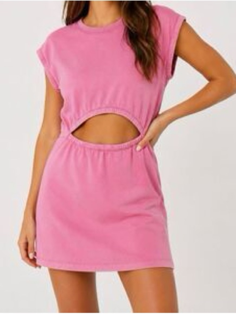 aerie Pink Cutout Mini Dress with Elastic Waist